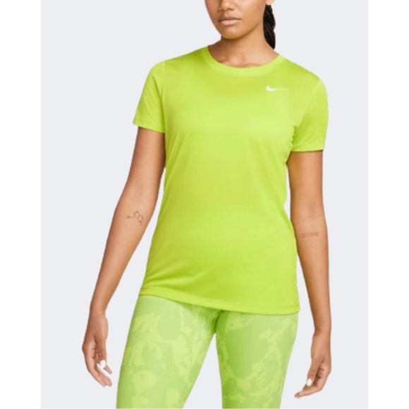 NIKE • Women’s Atomic Green DRI-FIT Legend TEE Crew Athletic Shirt Top - Picture 4 of 5